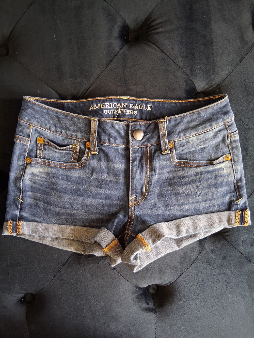 American Eagle Outfitters Blue Denim Rolled Cuff Shorts Never Worn